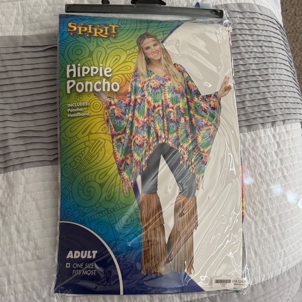Spirit Halloween Multicolor Hippie Poncho and Fringe Boot Covers